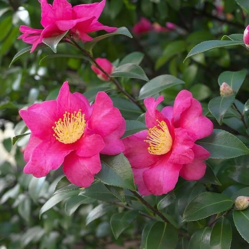 Camellia sasanqua 'Kanjiro' * - Camélia d'automne rose vif