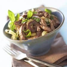 Poelee veau gingembre et basilic