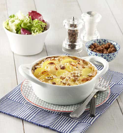 Gratin de pomme de terre a la creme de Maroilles et aux noisettes