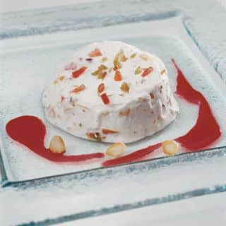 nougat glacé coulis fruits rouge