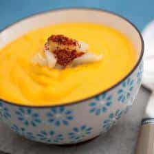 Velouté de potiron au poisson fumé