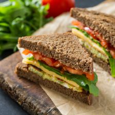 Vegan sandwich with salad and cheese