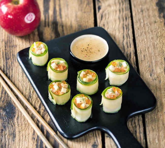 Maki de concombre saumon pomme