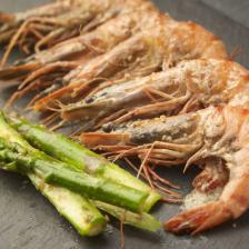Gambas aux asperges vertes