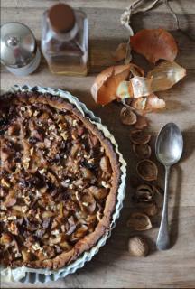 Tarte aux cèpes oignons roquefort et noix