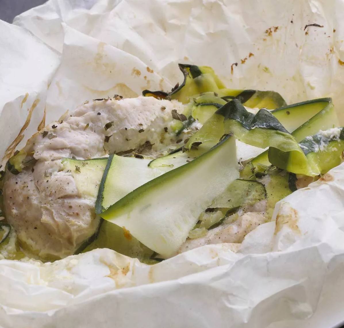 Papillote de poulet à la creme beurre de citron vert