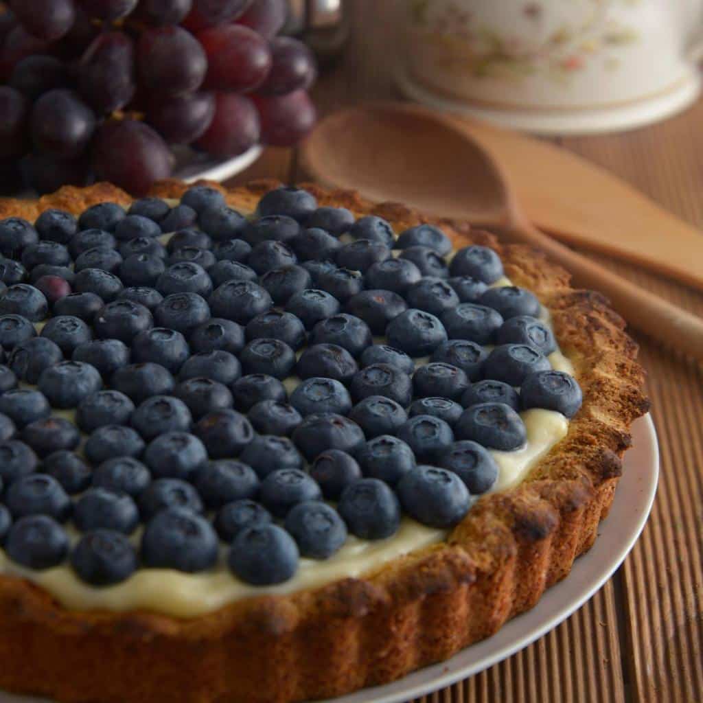 Tarte aux myrtilles et crème