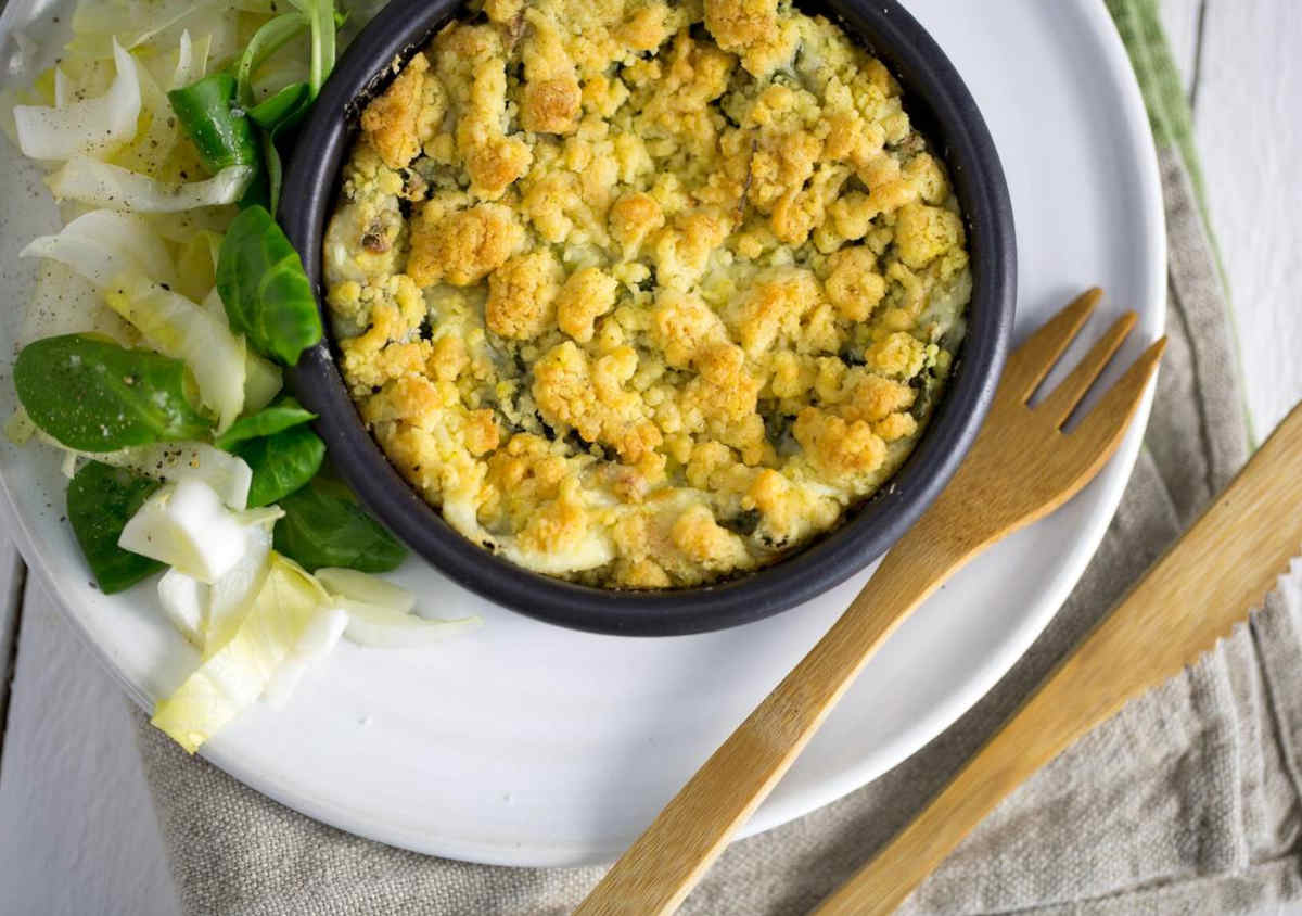 Crumble de mâche au fromage frais