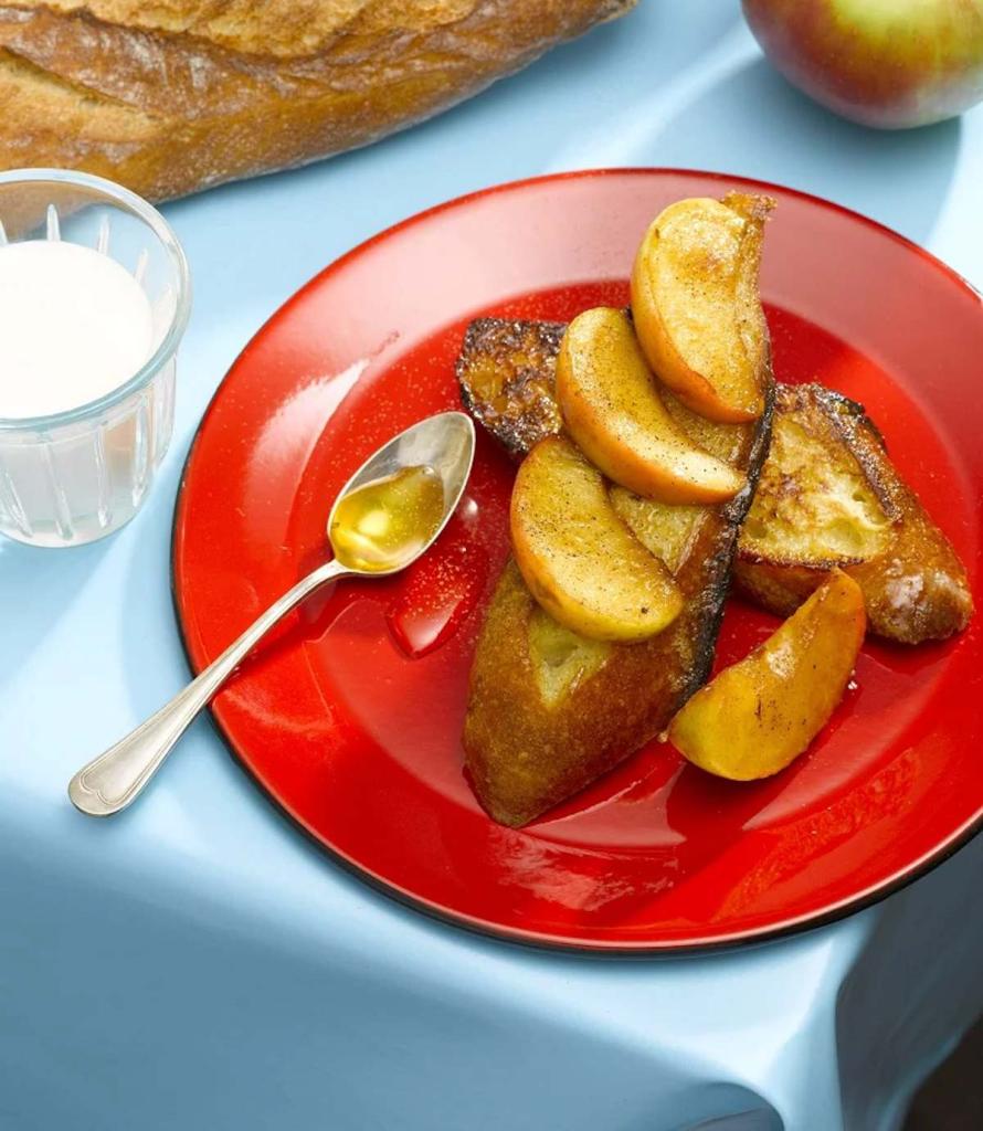 Pain perdu aux pommes, miel et cannelle