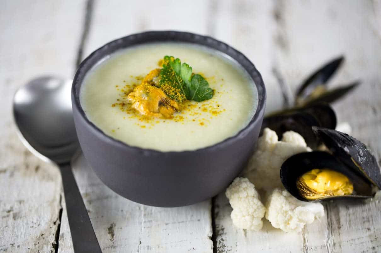 creme soupe chou-fleur moules