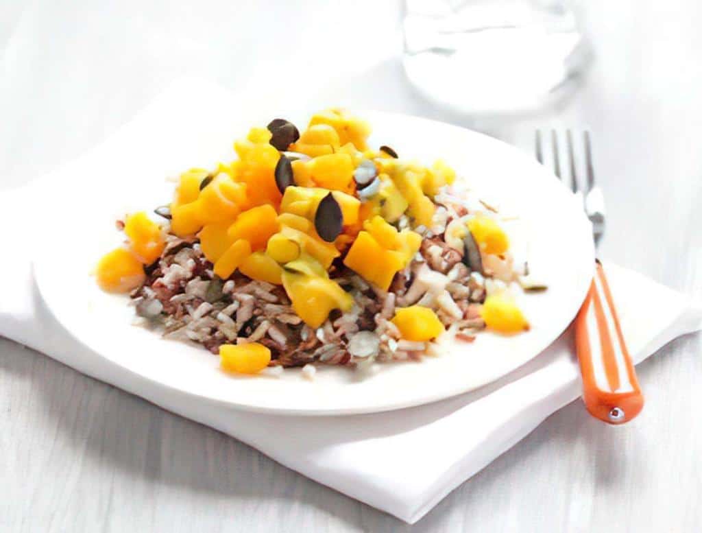 Salade tiède de riz mélangés, butternut et estragon