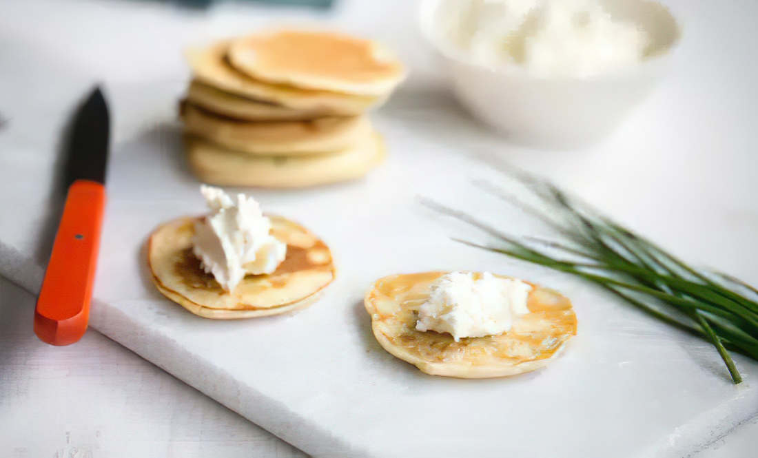 blinis au fromage et ciboulette recette