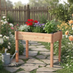 Bac a fleurs et plantes surelevé rectangulaire