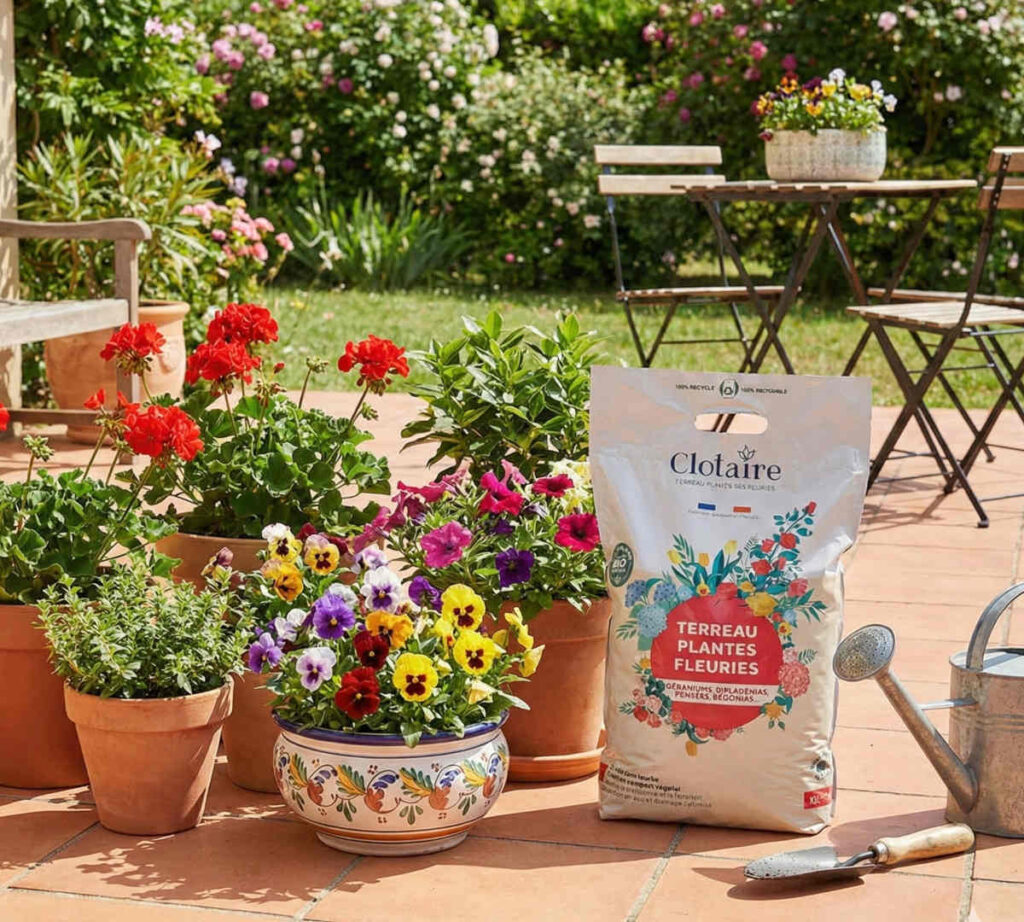 terreau plantes fleuries