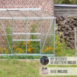 Serre de jardin adossée LAMS Mélissa 1,90 x 2,55 m en aluminium naturel vue de face