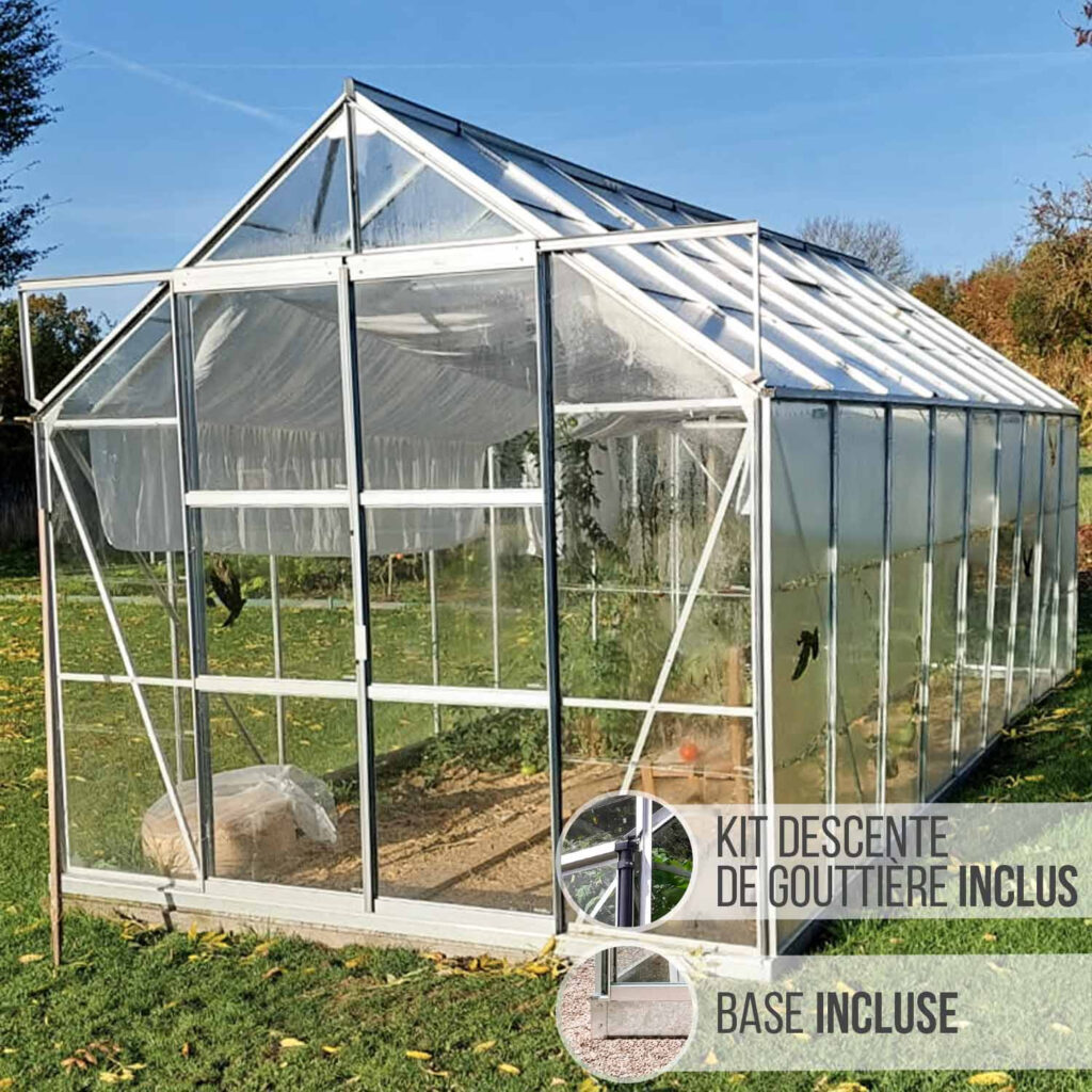 Serre de jardin LAMS Laurus 14,40 m² vue d'ensemble facade vert