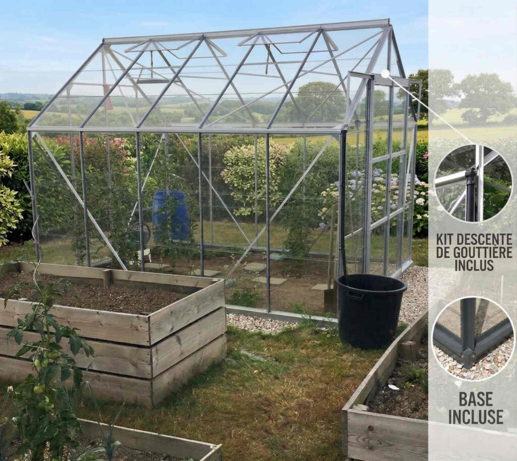 Serre de jardin LAMS Laurus 8,10 gris vue d'ensemble