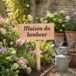 Pancarte en Bois Gravée Extérieur - Décoration Jardin Artisanale