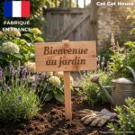 Pancarte en Bois Gravée pour Jardin - Décoration Extérieure Artisanale