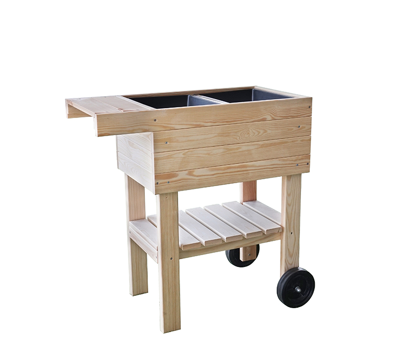 Desserte Potagère en bois sur roues PRUNELLA – 80 x 44,5 x 80 cm 27L