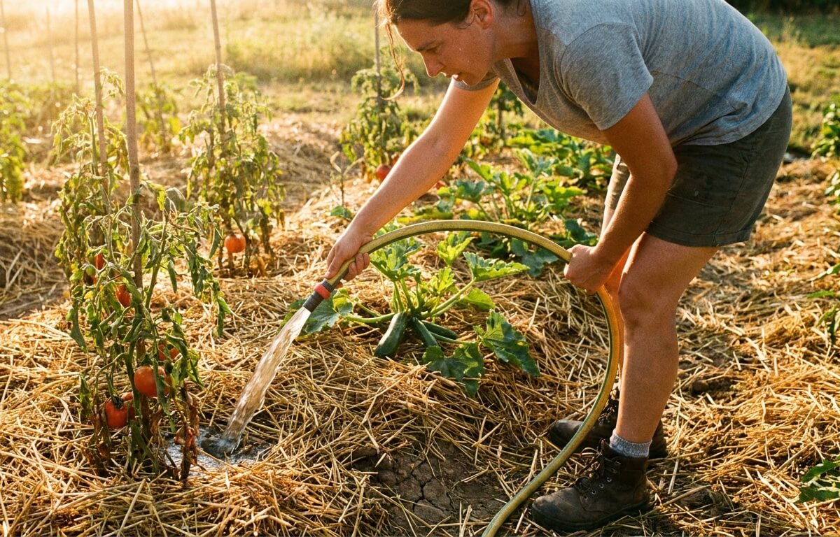 Arrosage en profondeur au pied des légumes pour sauver le potager de la canicule