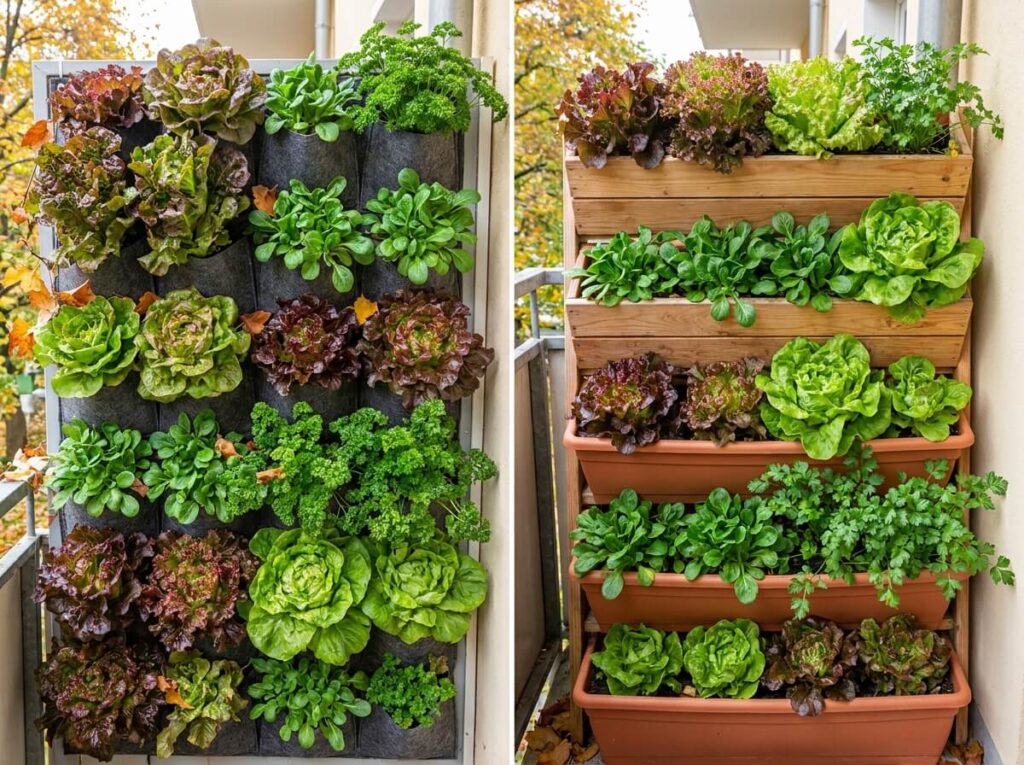 Tour de salades sur un balcon