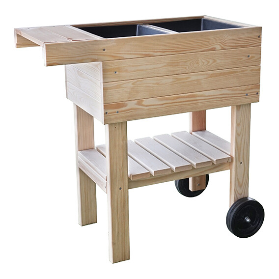 Desserte Potagère en bois sur roues PRUNELLA – 80 x 44,5 x 80 cm 27L
