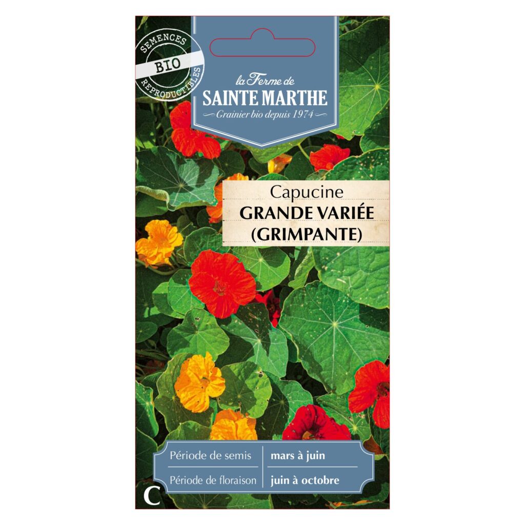 CAPUCINE Grande Variée ou Grimpante - 15 graines bio — sachet recto