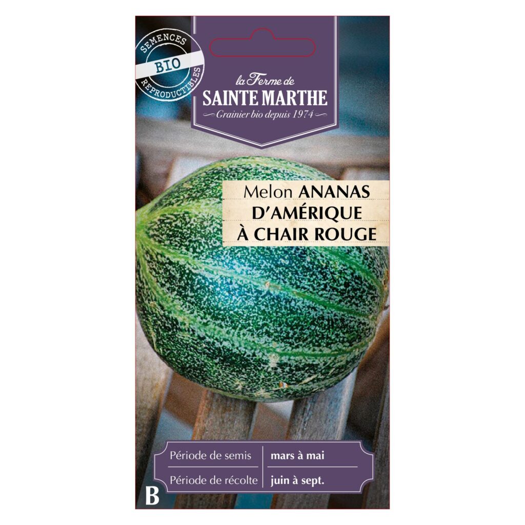MELON Ananas d'Amérique à Chair Rouge - 15 graines bio — sachet recto