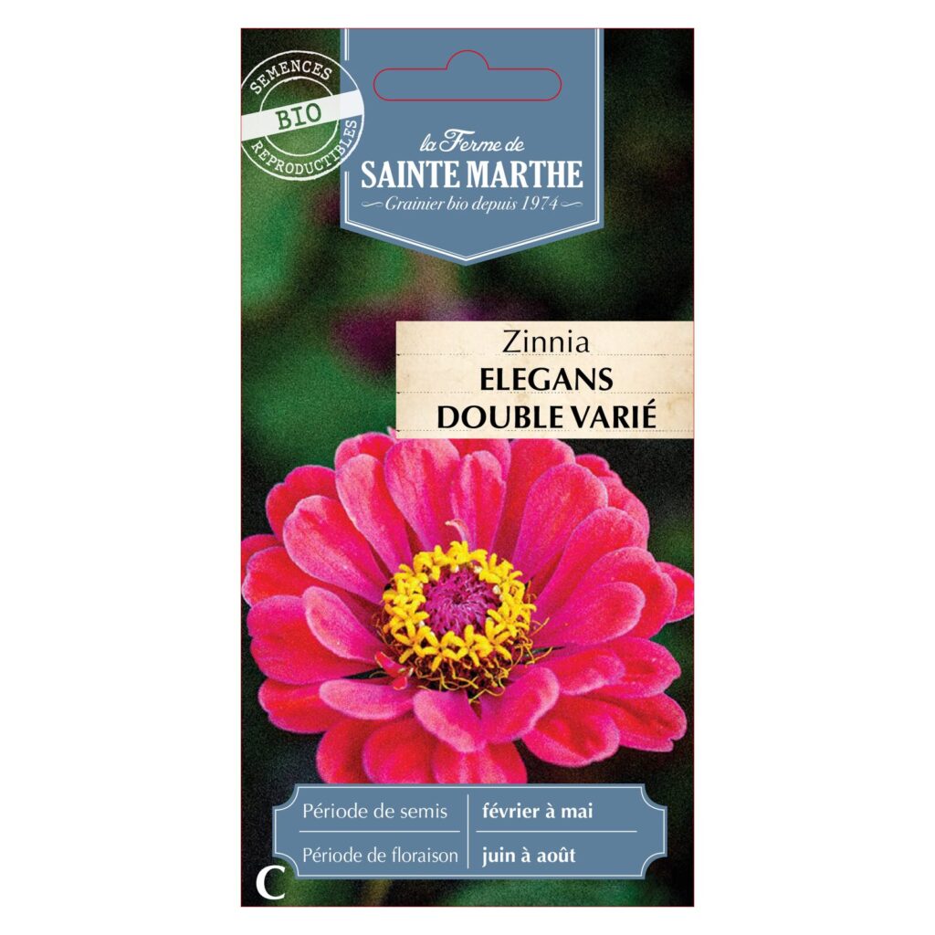 ZINNIA Elegans Double Varié - 150 graines BIO — sachet recto
