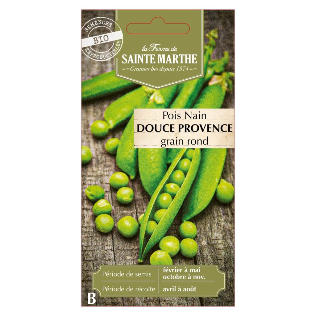 POIS NAIN Douce Provence grain rond - env.42 graines BIO — sachet recto