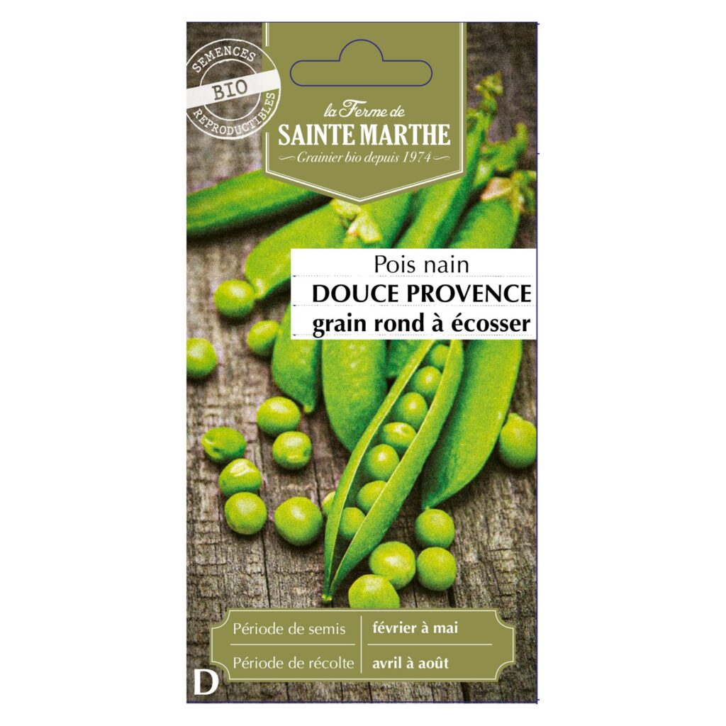 POIS NAIN Douce Provence Grain Rond à Écosser - Env.280 graines bio — sachet recto