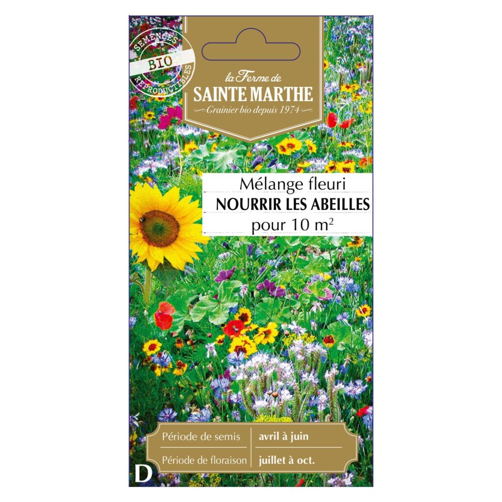 Mélange Fleuri Nourrir les Abeilles Annuelles pour 5 à 20 m² - 20 graines bio — sachet recto
