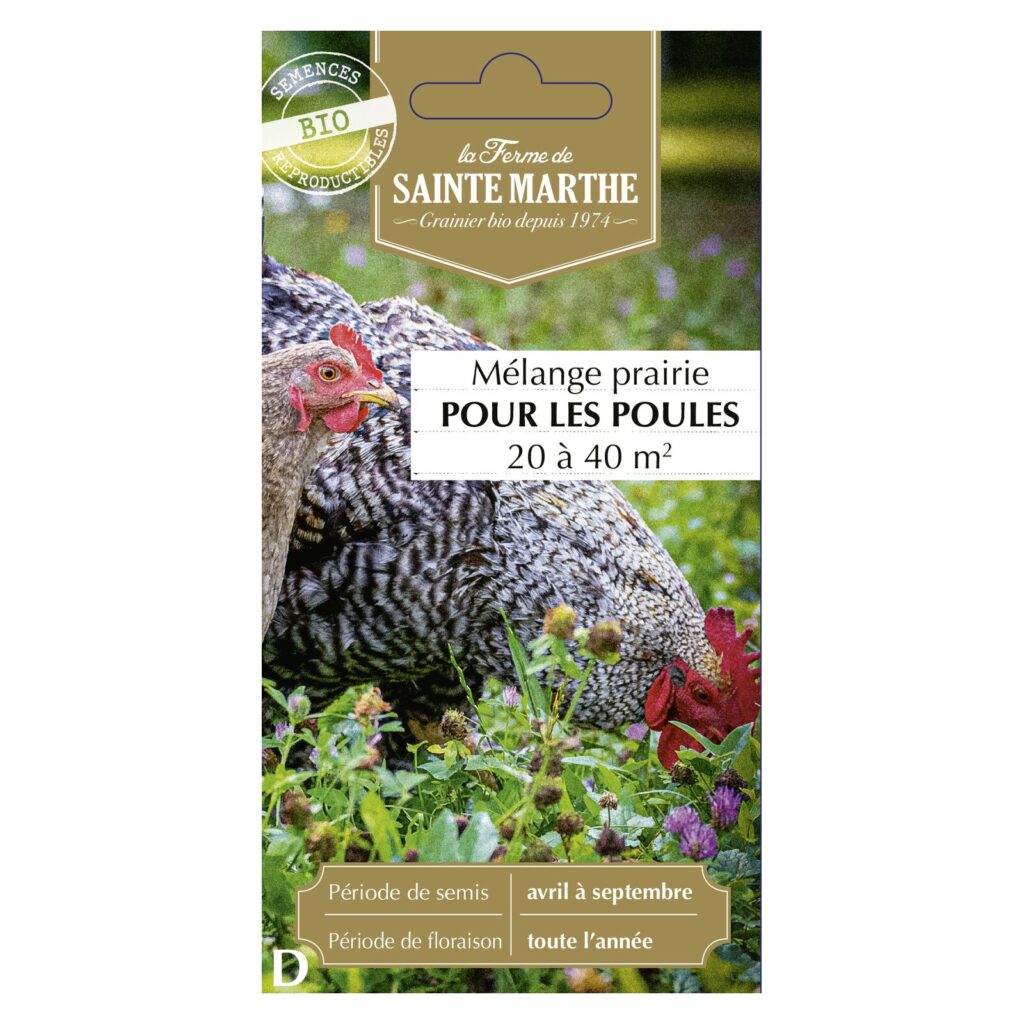 Mélange Prairie pour les Poules Vivaces pour 20 m² - 100 graines bio — sachet recto