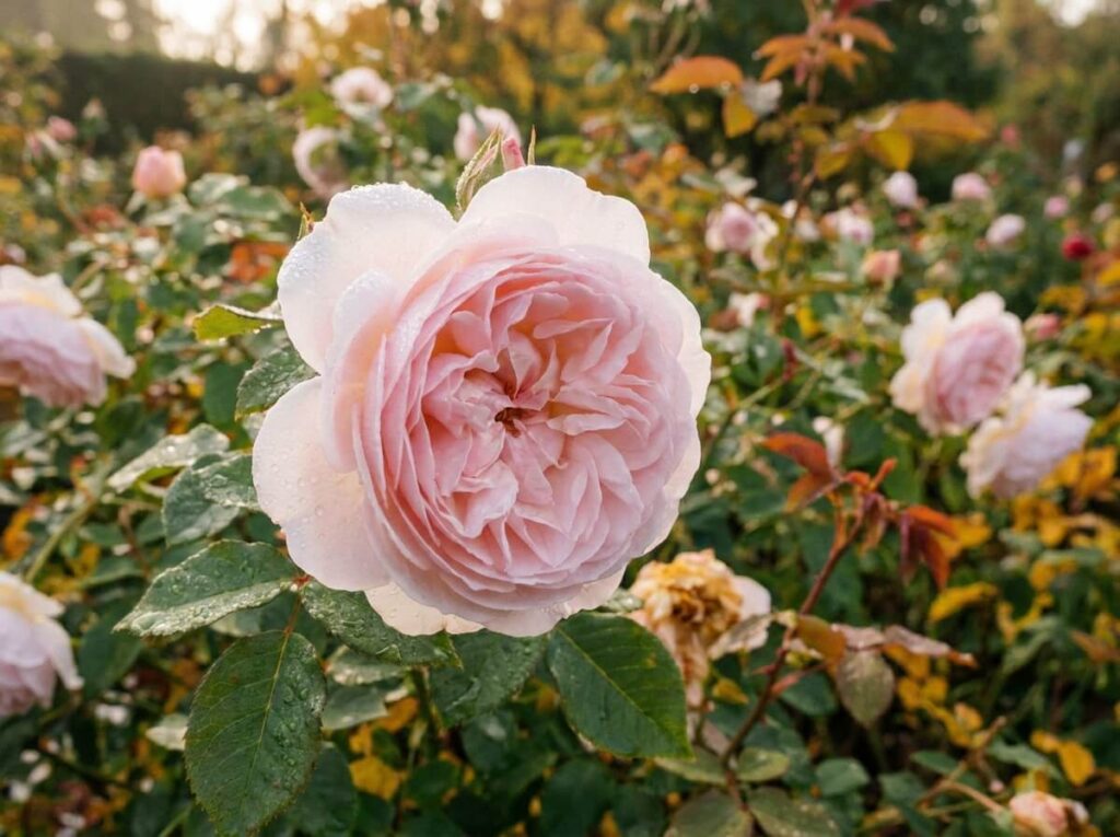 Rose anglaise en coupe quartée