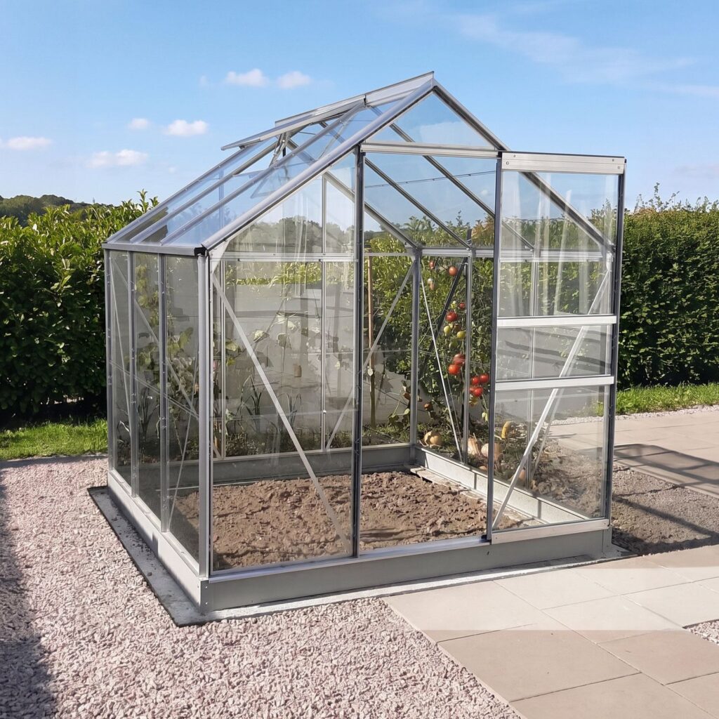 Serre en verre Allium 3,7 m² - Verre trempé et lucarne de toit