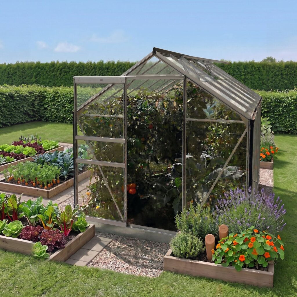Serre en verre Allium 7,3 m² - avec lucarnes de toit