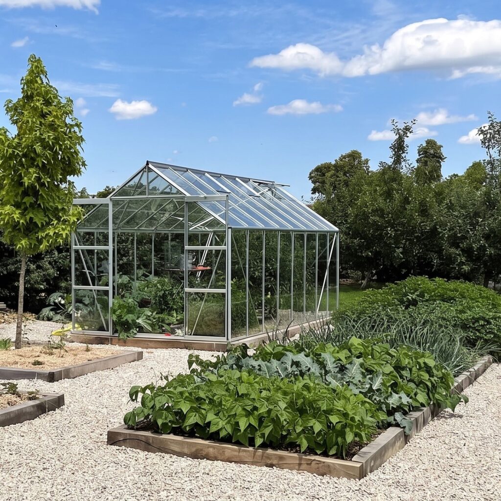 Serre en verre Laurus 12,9 m² structure robuste et éclairage naturel optimal