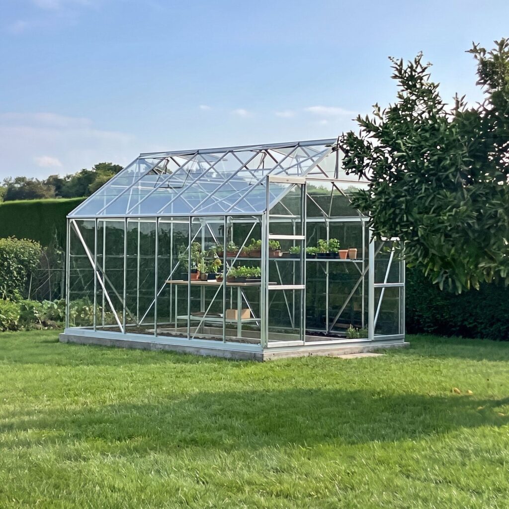 Serre en verre Laurus 9,7 m² - Structure robuste et spacieuse