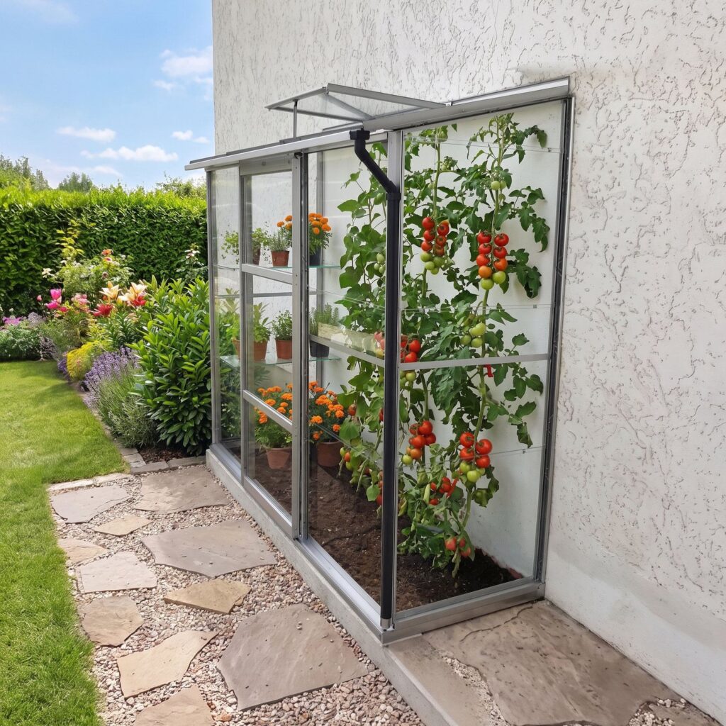 Serre en verre Mélissa 1,3 m² - Adossée avec base incluse