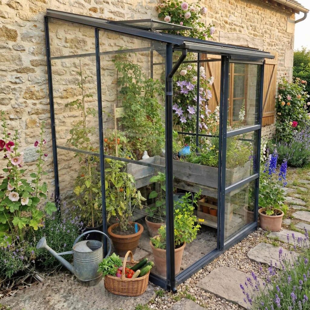 Serre en verre Mélissa 1,7 m² - Adossée avec porte coulissante